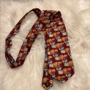 Ermenegildo Zegna Red and Brown Tie with Geometric Design